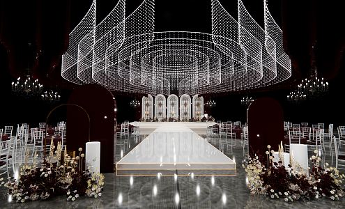 Modern Wedding Scene Wedding Venue Red Main Stage 3d model