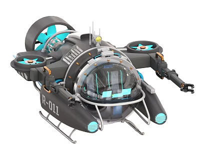 Advanced Underwater ROV Featuring Transparent Cockpit Propellers Mechanical Arm And R-OIL Marking 3d model