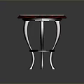 Elegant Round Top Stool With White Marble And Dark Carved Legs On Square Tiled Floor