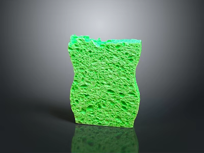 Green Sponge For Household Cleaning With Porous Surface And Absorbent Material 3d model