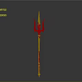 Mythical Trident Weapon With Black Long Handle Three Prongs And Blue Glowing Accents
