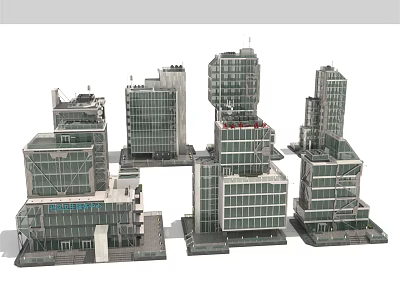 Modern Hospital Building Complex With Glass Facade Multi Storey And Medical Facilities 3d model
