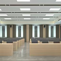 Modern Conference Room Interior With Large Screen Rows Of Chairs And Ceiling Lights