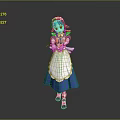 Anime Game Character In Blue Maid Dress With White Apron And Outstretched Hands