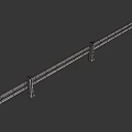 Wavy Metal Guardrail Structure with Supporting Posts for Road Safety Applications 3d model