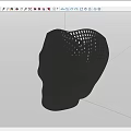 Black Skull Shaped Decorative Object With Geometric Mesh Pattern Design 3d model