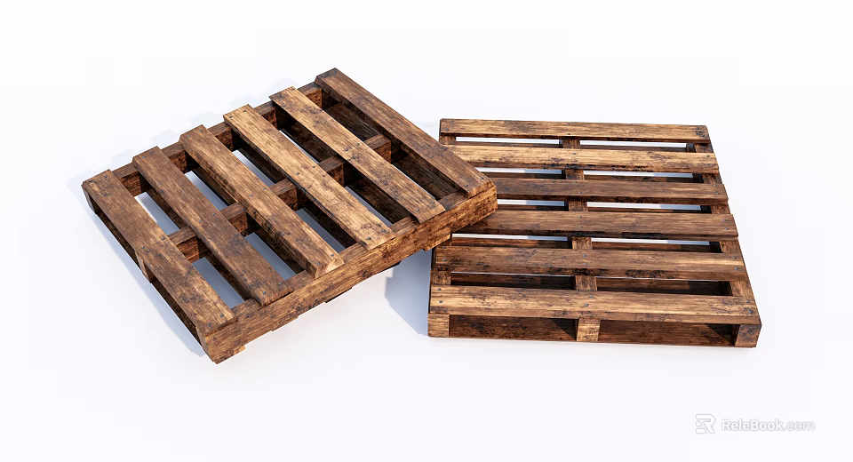 Sturdy Industrial Equipment Wooden Pallets for Warehouse Storage and Logistics 3d model 