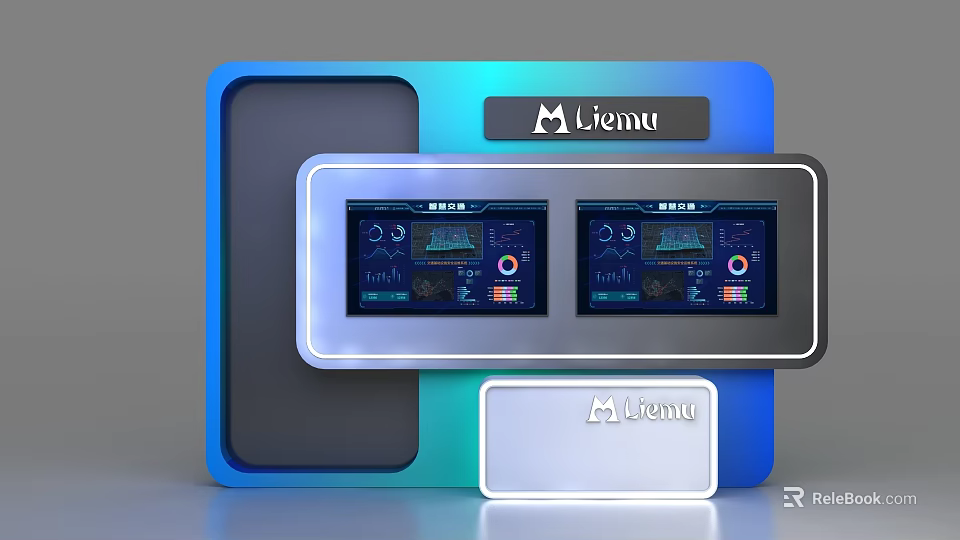 Smart Display Shelves With Liemu Dual Screens And Data Monitoring Panels 3d model 