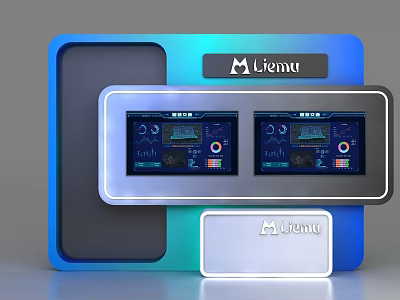 Smart Display Shelves With Liemu Dual Screens And Data Monitoring Panels 3d model