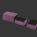 Furniture With Stacked Books In Different Heights Gray Green Covers And Reflective Surface