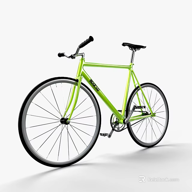 Modern Green Urban Bicycle With Black Handlebar And Slim Wheels Design 3d model 