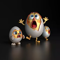 Funny Cartoon Egg Characters With Surprised Expressions Running Poses And Golden Feet