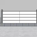 Modern Fence With Metal Frame White Panels And Sturdy Base Support Structure 3d model