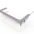 Modern Industrial Elevated Walkway Structure With Metal Railings And Support Columns