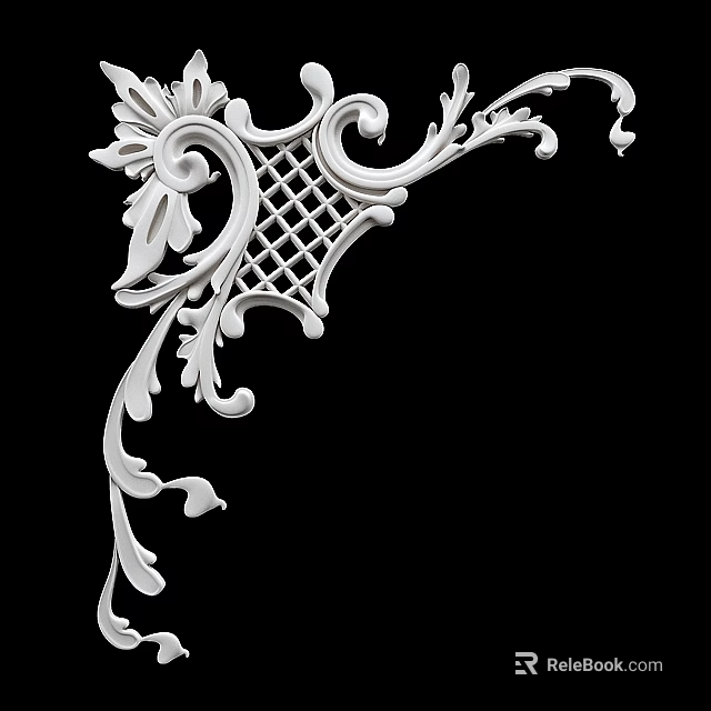Intricate Classical Carved Decoration With Floral Scrolls Lattice Patterns And White Design 3d model 