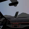Car Phone Mount For Smartphone On Dashboard In Car Interior With Mountain View
