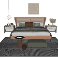 Modern Double Bed Interior Design With Upholstered Headboard And Side Tables 3d model