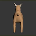 Orange Goat Doll With Low Poly Design White Horns Black Hooves And Grey Background Reflection