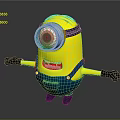 Playful Minion Character With Yellow Body Large Goggles Blue Overalls Outstretched Arms Grinning Expression