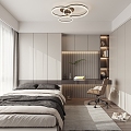 Modern Tatami Bedroom Advanced Grey Bedroom Multi-function Room Study 3d model