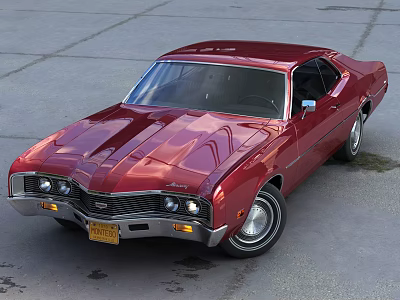 Red Classic Muscle Car With Shiny Exterior And Chrome Accents 3d model