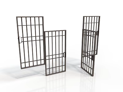 Black Metal Pet Safety Gates With Folding Design And Secure Lock 3d model