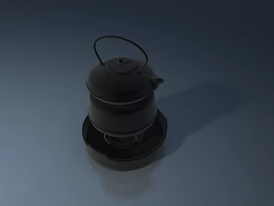 Black Teapot With Base Modern Minimalist Design For Kitchen Decoration 3d model