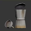 Metallic Moka Pot Kitchen Essential With Handle And Top Lid For Home Coffee Brewing