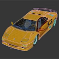 Yellow Sports Car With Sleek Design Black Rear Spoiler And Black Wheels