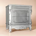 Classical Decorative Cabinet with Ornate Carved Details Wooden Surface Elegant Doors and Intricate Legs