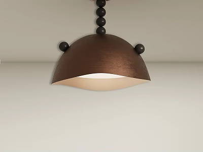 Elegant Brown Hemispherical Chandelier With Black Spherical Accents And Warm Light 3d model