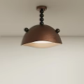 Elegant Brown Hemispherical Chandelier With Black Spherical Accents And Warm Light