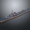 Classic Battleship Water Transport With Detailed Deck And Naval Turrets Design