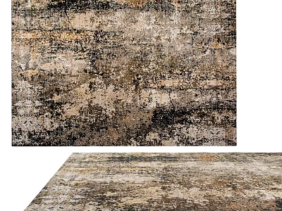 Square Rug Vintage Abstract Brown Beige Black Textured Pattern Design 3d model