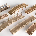 Various Wooden Landscape Bridges With Curved And Straight Designs And Railings