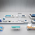 Modern Technology Exhibition Hall With Interactive Display Platforms Digital Screens And Devices