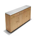 Modern Wooden Cabinet With Sleek Metal Top And Natural Wood Grain