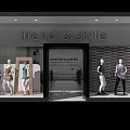 Shopping Mall Retail Storefronts With Clothing Window Displays And Facade Design