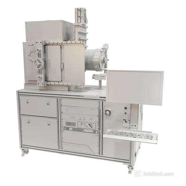 Silver Industrial Machine With Metal Structure Cabinets Drawers And Control Panel 3d model 