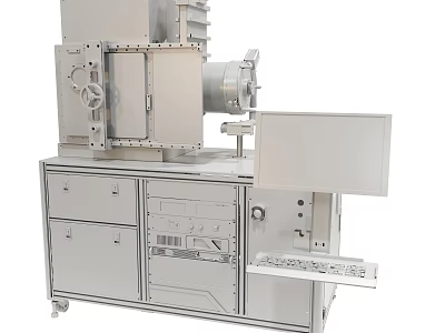 Silver Industrial Machine With Metal Structure Cabinets Drawers And Control Panel 3d model
