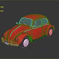 Shiny Red Vintage Beetle Car With Classic Exterior Design And Reflective Surface