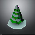 Green Layered Christmas Tree With Colorful Lights Gray Top And White Hexagonal Base