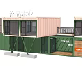 Multi Storey Container Building With Green And Beige Modules Balconies And Large Windows