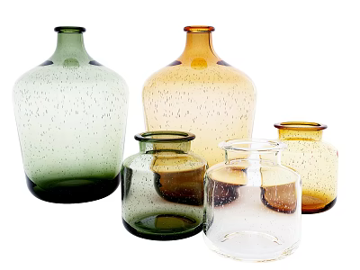 Colorful Ceramic Vessels in Various Shapes and Sizes for Home Decor 3d model