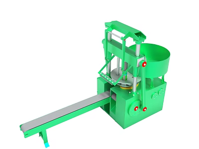 Green Industrial Forming Machine With Conveyor Belt And Hopper 3d model