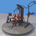 Multi functional Fitness Equipment With Orange Seats Black Frame Digital Display And Circular Platform