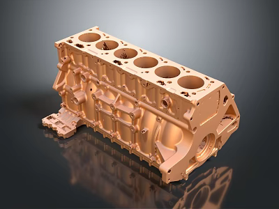 Industrial Equipment Engine Cylinder Block With Multiple Metal Cylinders For Mechanical Use 3d model