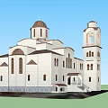 Elegant Office Building With White Exterior Dome Tower And Steps Design
