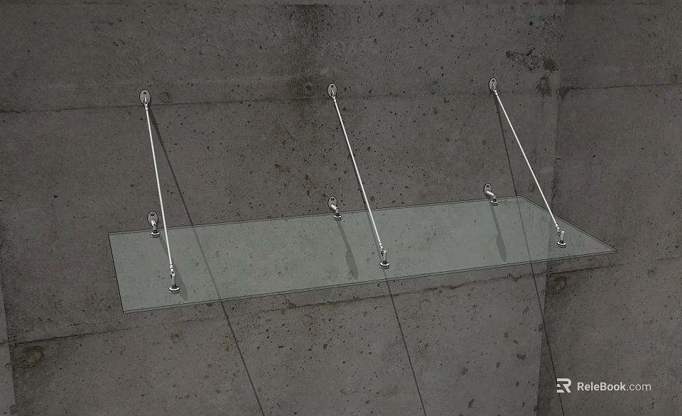 Durable Metal Awning Structure Installed on Concrete Wall with Support Brackets 3d model 