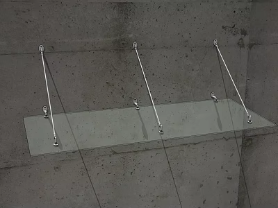 Durable Metal Awning Structure Installed on Concrete Wall with Support Brackets 3d model